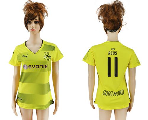Women's Dortmund #11 Reus Home Soccer Club Jersey